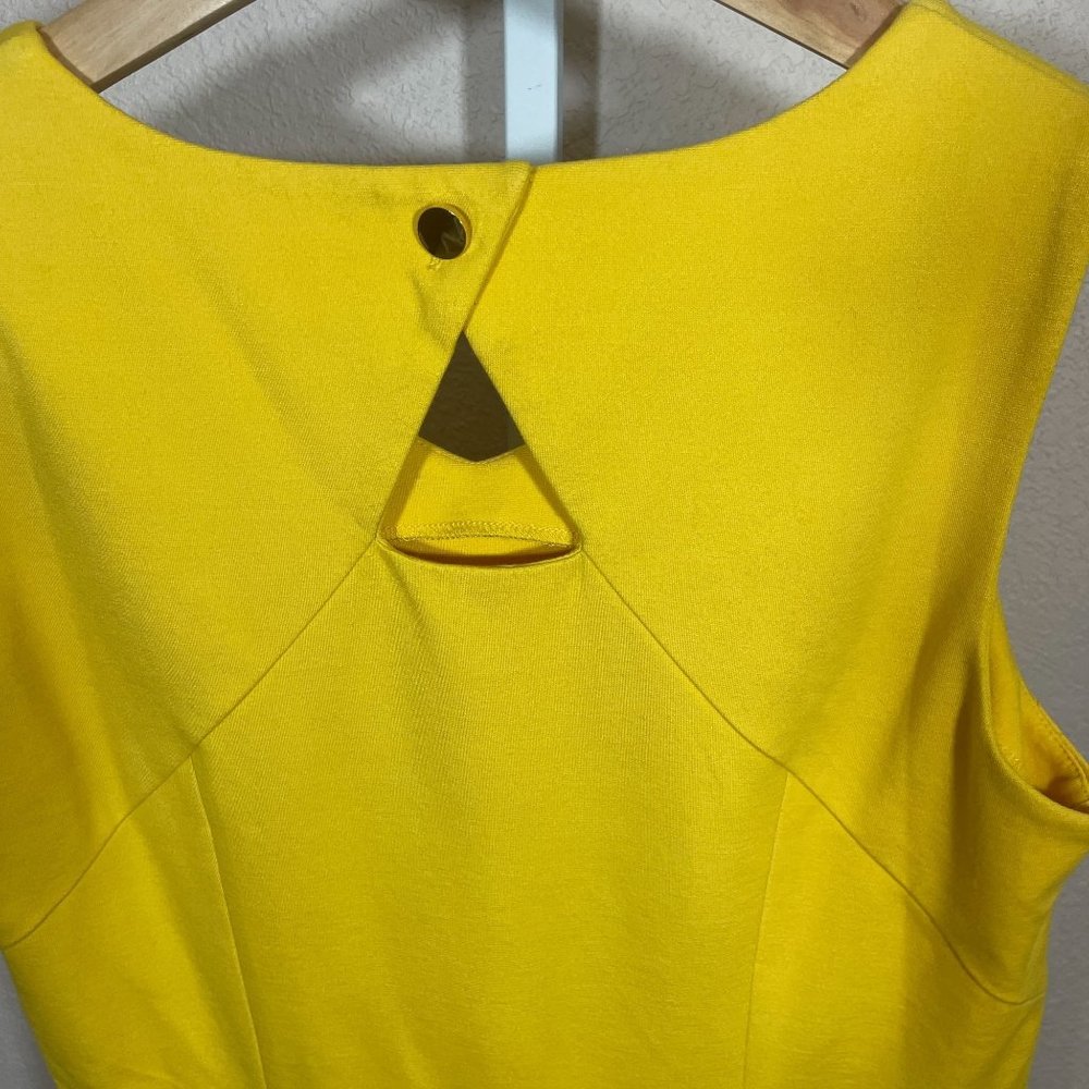 Talbots Yellow Sleeveless Sheath Dress Knee Length V Neck Cutout Detail NWT Size - Picture 5 of 11